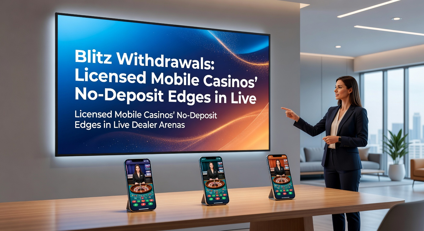Grafik mit Blitz-Auszahlungsprozess, No-Deposit-Bonus-Symbolen und Live-Dealer-Tisch in einem Mobile Casino-App